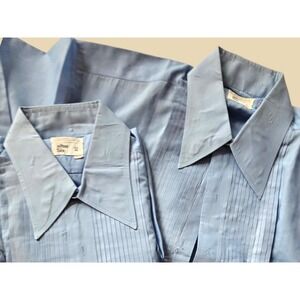 Lot Of 2 Vintage Blue Tuxedo After Six Shirts 17.5/36
